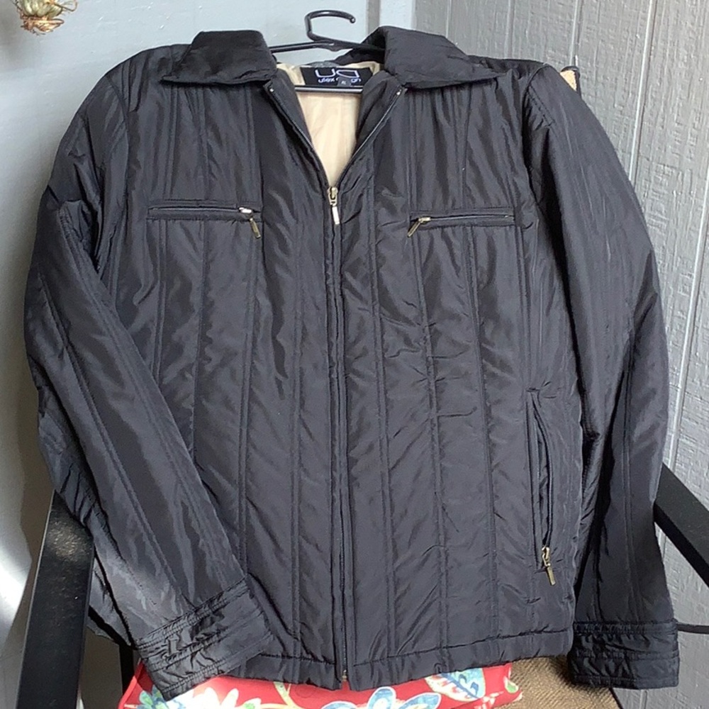 Utex Design Quilted Jacket Black Very Good Condition